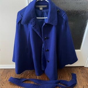 Kenneth‎ Cole Reaction Royal Blue Cape Coat, Size XL, Tie Waist, Comfort